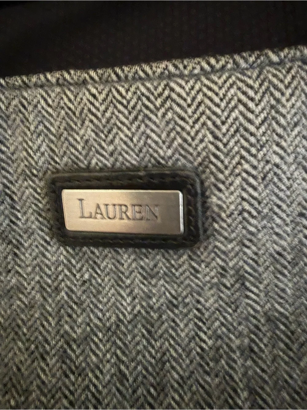 Lauren Ralph Lauren Gray Herringbone Shoulder Bag